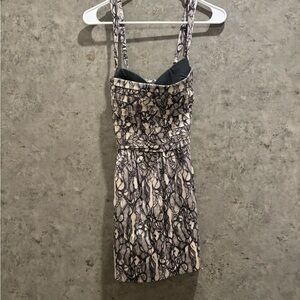 Elegant Black and Cream Snake Patterned Dress